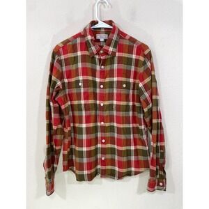 Wallace & Barnes Shirt Mens Medium Plaid‎ Flannel WorkWear Casual Button Up Slim